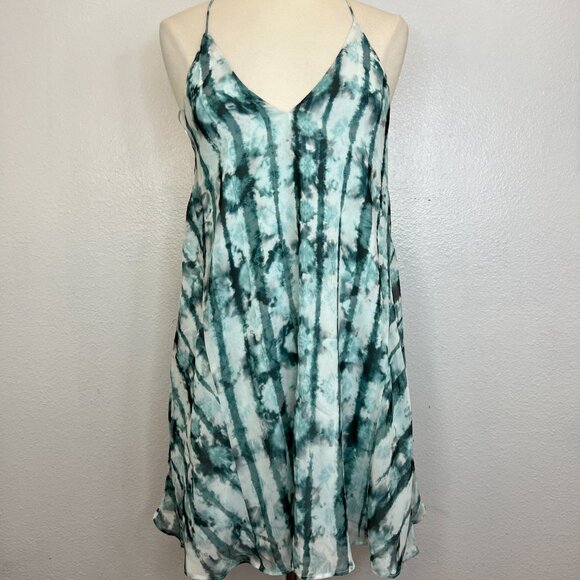 The Jetset Diaries Green White Tie Dye Strappy Mini Dress Size S - Picture 2 of 7